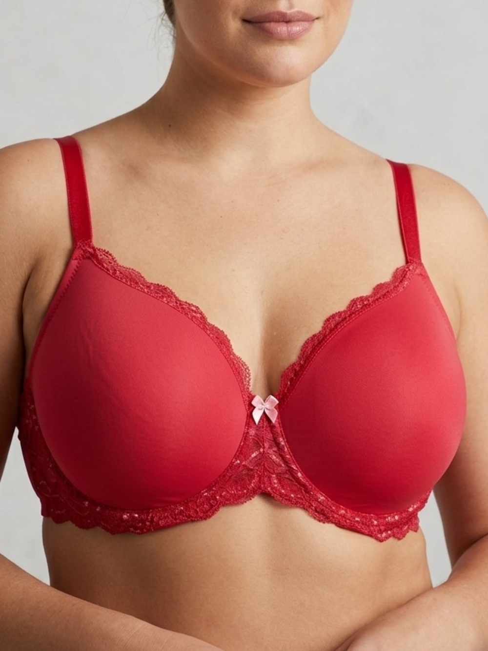 Victoria’s Secret Dream Angels Lined Demi Bra 38DD Red Lace Underwire